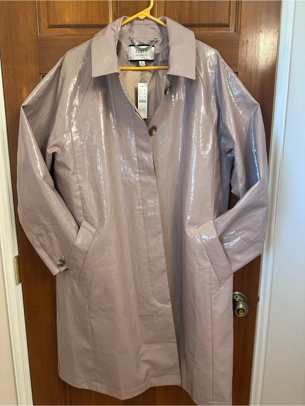 J. Crew Glossy Lavender Trench Coat
